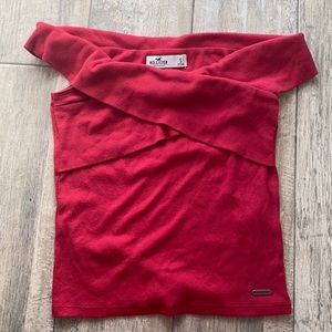 hollister red off the shoulder shirt.